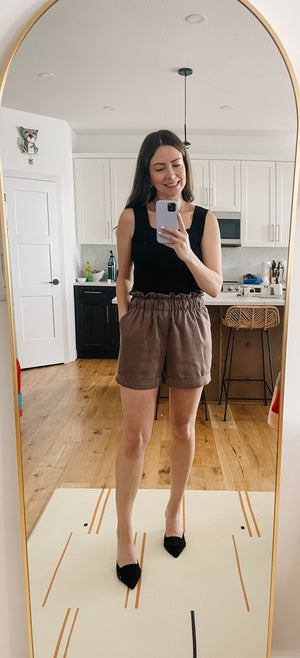 Shelby Paperbag Shorts in Brown
