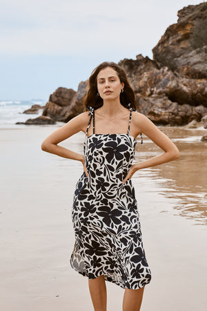 Tie Shoulder Midi Dress