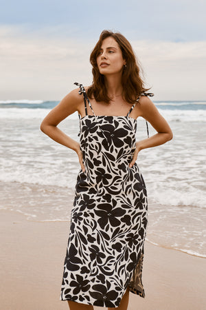 Tie Shoulder Midi Dress