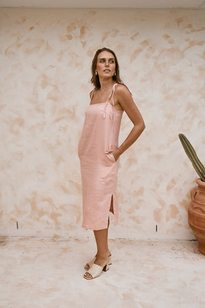 Tie Shoulder Midi Dress