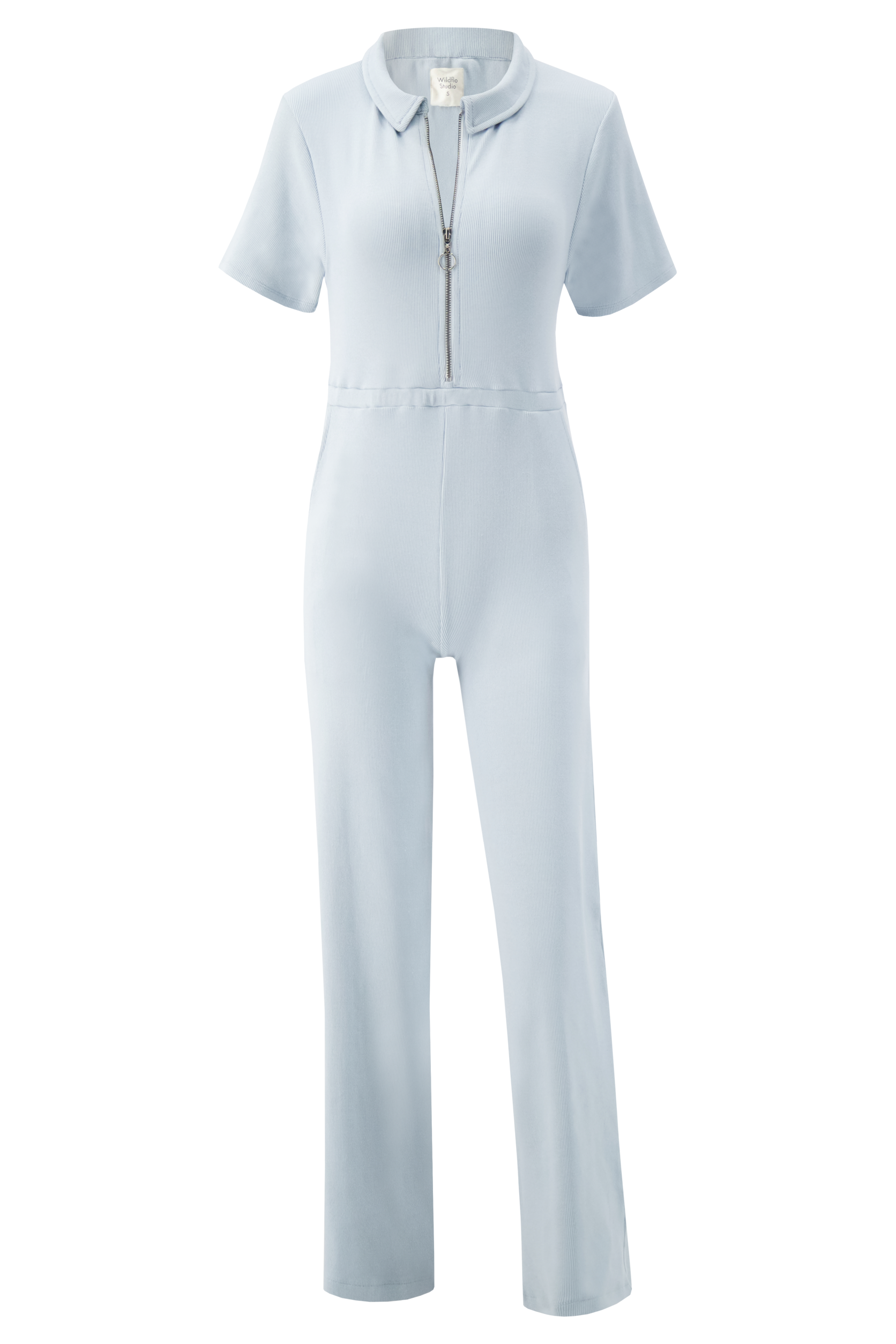 Ribbed Polo Jumpsuit Silver