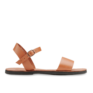 side view of the Aventura Women's walking sandal sustainably made by Brave Soles in Caramel color
