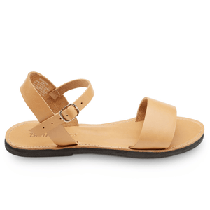 side view of the Aventura Women's walking sandal sustainably made by Brave Soles in natural color