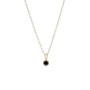 Black Diamond solitaire gold necklace