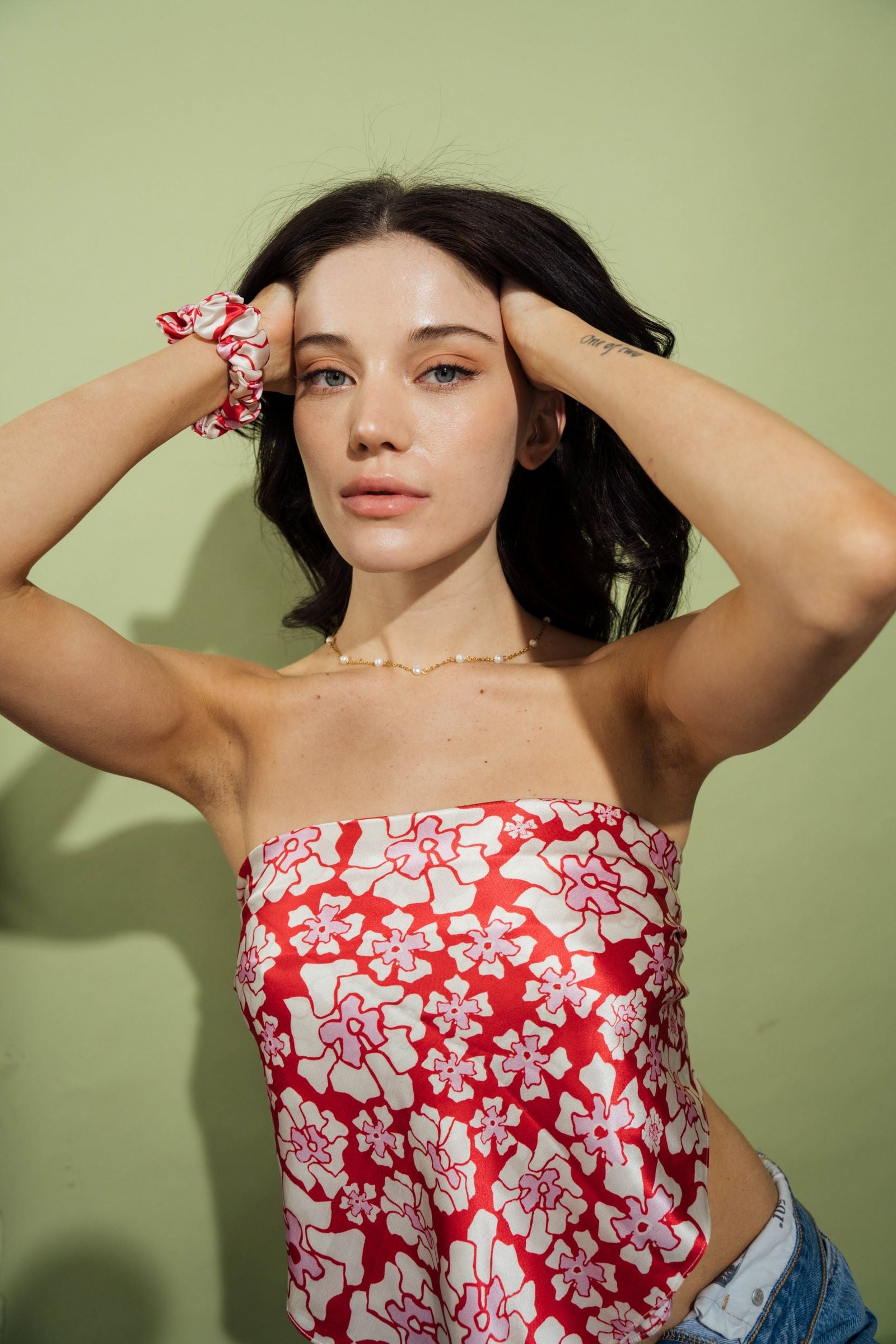 Cherry Blossom Silk Scarf & Scrunchie Set