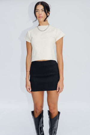 Ribbed Mini Skirt Jet Black