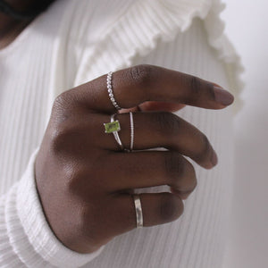 Peridot Solitaire Silver Ring