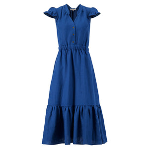 The Quinn Midi-Dress in Blue Deadstock Linen