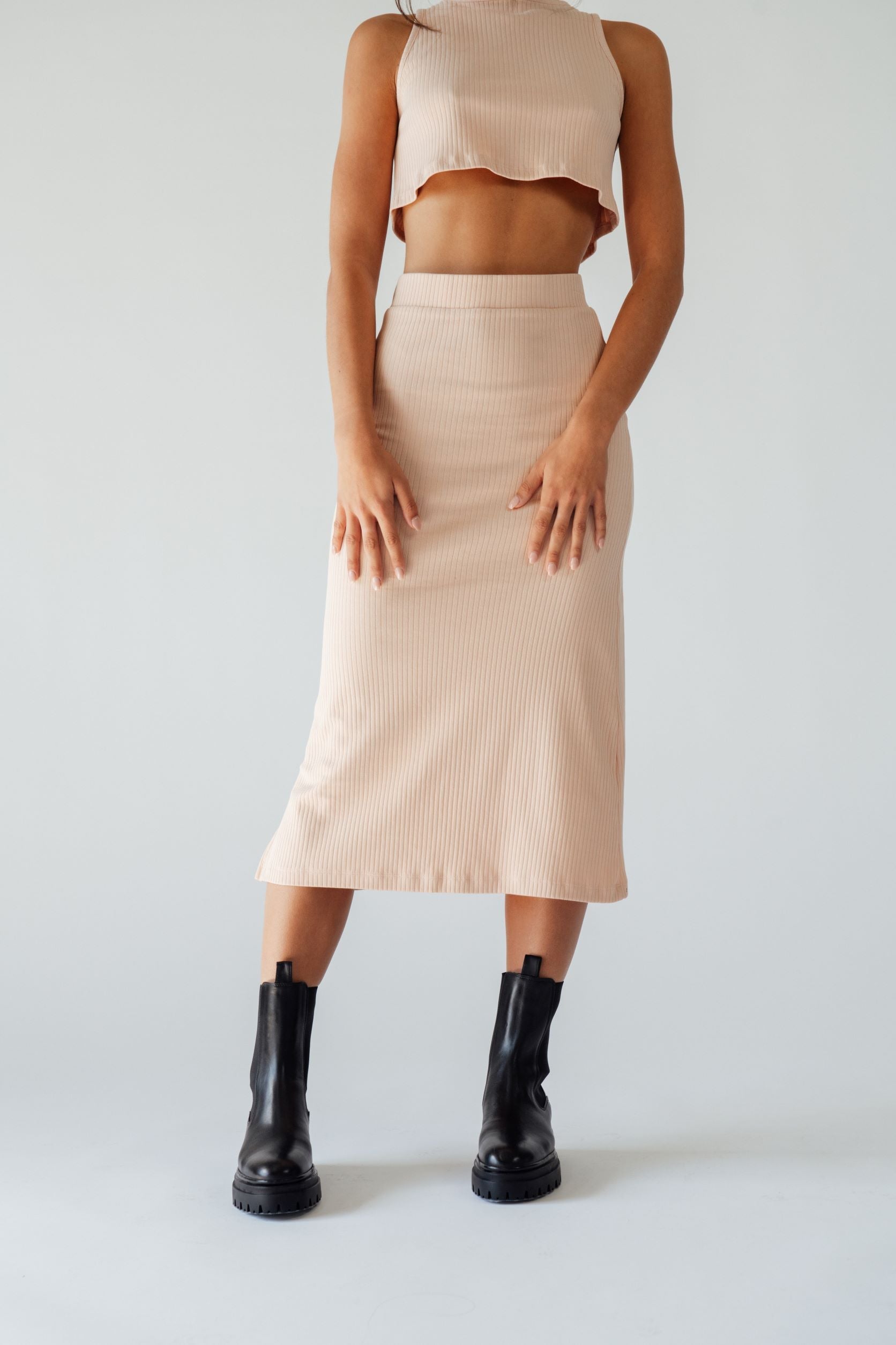 Flared Midi Skirt Almond