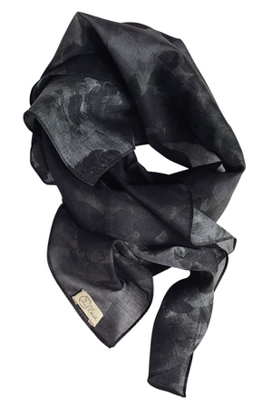 this is willow black square scarf in GOTS certified cotton voile