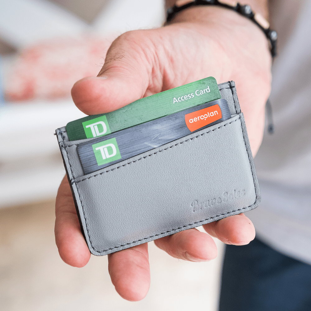 Upcycled leather card holder